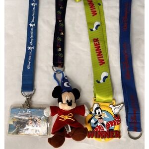 Disney Cruise Line Lanyard Lot ID Holder Goofy Medal Mickey Plush 2009
